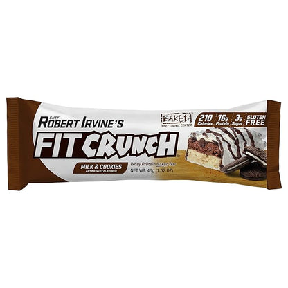 FITCRUNCH Snack Size Protein Bars, World’s Only 6-Layer Baked Bar, Just 3g of Sugar & Soft Cake Core (9 Count, Milk & Cookies)
