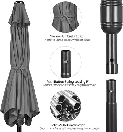 Yaheetech 7.5FT Patio Umbrella Outdoor Market Table Umbrella with 6 Sturdy Ribs, Push Button Tilt & Crank for Garden/Lawn/Deck/Backyard/Pool/Beach, Gray