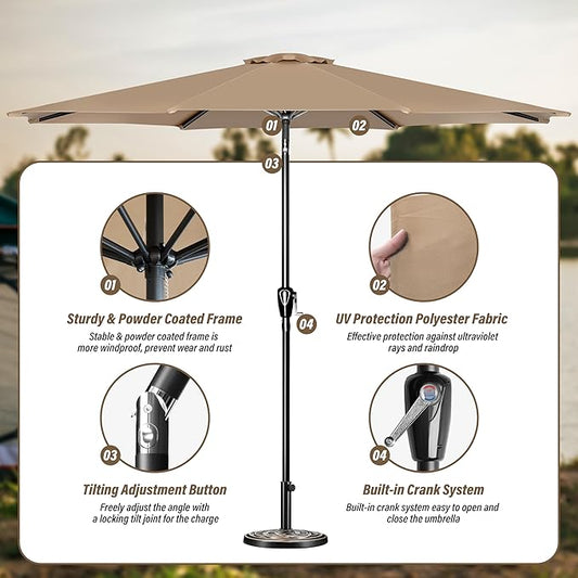 Simple Deluxe 9' Patio Umbrella Outdoor Table Market Yard Umbrella with Push Button Tilt/Crank