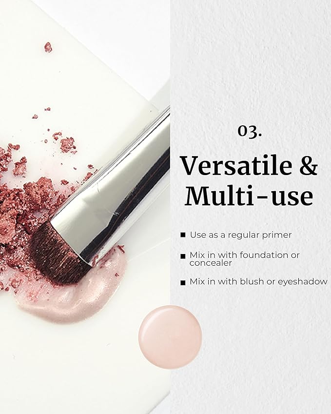 Glint Makeup Fan Brush & Glow Pearl Base (30 ml/1.01 fl oz) Moisturizing Foundation Primer with a Radiant Champagne Pink Glow for a Natural, Luminous Complexion | Korean Skincare