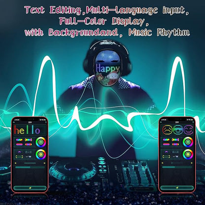 brookhaus Led Mask, Bluetooth App Controlled Halloween Masks, Luminous Mask for Adults, Light up Costumes Masks