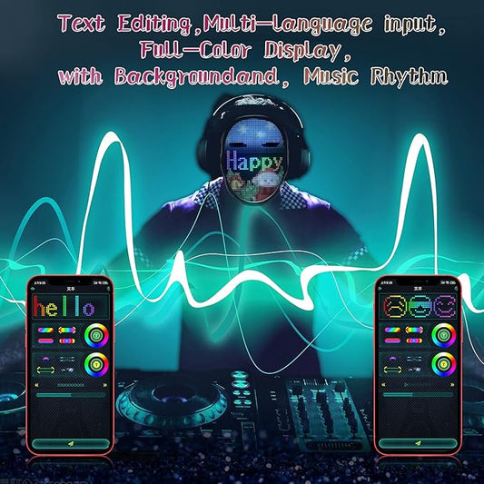 brookhaus Led Mask, Bluetooth App Controlled Halloween Masks, Luminous Mask for Adults, Light up Costumes Masks