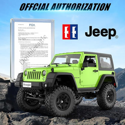 DOUBLE E 1:14 Jeep Wrangler Remote Control Cars RC Trucks 4wd Off-Road RC Monster Truck Off Road with Led Headlight and Rechargeable Battery Gifts for Adults Boys 8-12