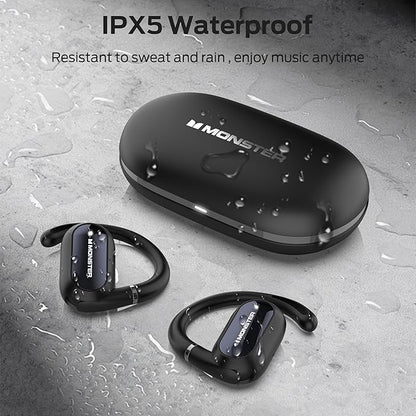 Monster Open Ear AC322, Bluetooth 5.4 Headset, 36H Battery Life, IPX5 Waterproof, Clear Communication, Ergonomic Design, Ear Angle Adjustable, Not Easy to Fall Off Wireless Bluetooth Headset.