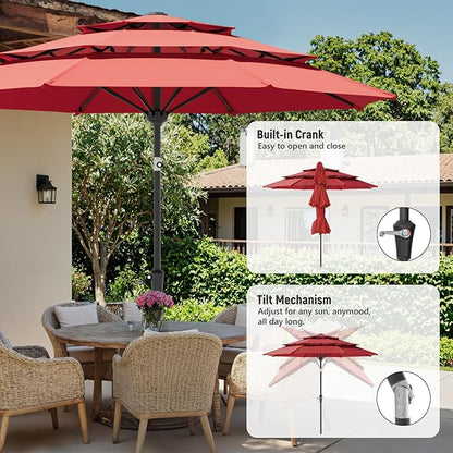 Patio Umbrellas, Pool Umbrella, Outdoor Umbrella with Push Button Tilt/Crank, Deck Umbrellas, Market Umbrela Table for Backyard, Deck, Garden, Pool