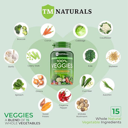 Fruit and Veggies Supplement - Super Greens Men's and Women's Multivitamin -Fruit and Vegetables Capsules - Boost High Protein & Energy - 540 Capsules - Pack of 6 with Three Free Pill Box