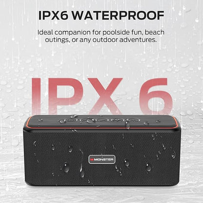 Monster Shock Plus Bluetooth Speaker, Portable Speaker with 30W Loud Stereo Sound, Bluetooth 5.4, TWS Pairing, 15H Playtime, Support AUX/TF Card, IPX6 Waterproof Wireless Speakers for Outdoor, Party