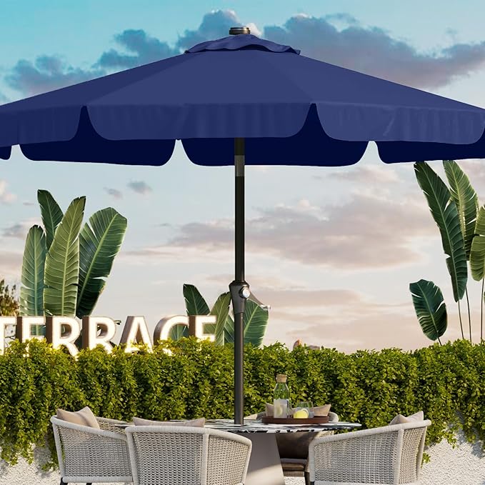 10FT Patio Umbrella Table Market Umbrella w/Tilt and Crank Outdoor Umbrellas for Garden, Deck, Backyard, Pool and Beach, Navy