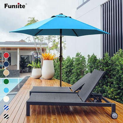 7.5Ft/9Ft Patio Umbrella, UV Protect Pool Umbrella with Heavy Duty Pole,Outdoor Umbrella with Push Botton Tilt & Crank