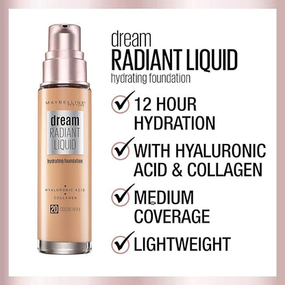 Maybelline Dream Radiant Liquid Medium Coverage Hydrating Makeup, Fl; Oz