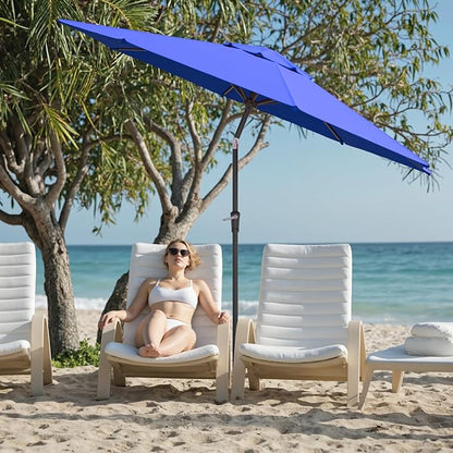Patio Umbrellas, Pool Umbrella, Outdoor Umbrella with Push Button Tilt/Crank, Deck Umbrellas, Market Umbrela Table for Backyard, Deck, Garden, Pool