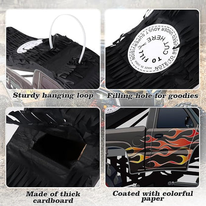 Car Pinata with Stick & Hanging Loop Mexican Pinata Game for Monster Truck Party Decorations Race Car Theme Birthday Carnival Party Supplies
