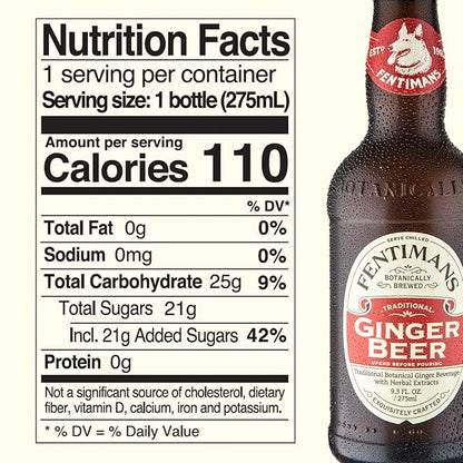 Fentimans Sparkling Ginger Beer - Ginger Ale, Ginger Beer Non Alcoholic, Craft Soda with Herbal Extracts & Natural Ingredients, Botanically Brewed - 9.3 Fl Oz (Pack of 4)