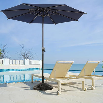Abba Patio 11FT Lyon Outdoor Patio Umbrella Outdoor Table Umbrella with Push Button Tilt and Crank Market Umbrella 8 Sturdy Ribs UV Protection Waterproof for Garden Deck Backyard Pool Dark Blue