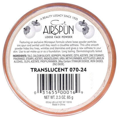 Airspun Coty Loose Face Powder, Translucent, Pack of