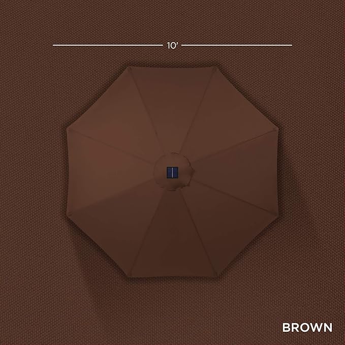 Best Choice Products 10ft Solar Polyester LED Lighted Patio Umbrella w/Tilt Adjustment and UV-Resistant Fabric - Brown