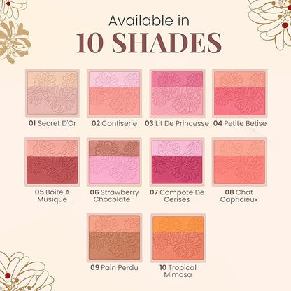 Paul & Joe Pressed Blush Palette Refill Only, Case Sold Separately, Oil-Absorbing Blush Powder, Bi-Color Face Blushes with Fitting Veil Powder, Light Pink and Light Orange, 02 Confiserie, 0.17 oz