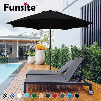 7.5Ft/9Ft Patio Umbrella, UV Protect Pool Umbrella with Heavy Duty Pole,Outdoor Umbrella with Push Botton Tilt & Crank
