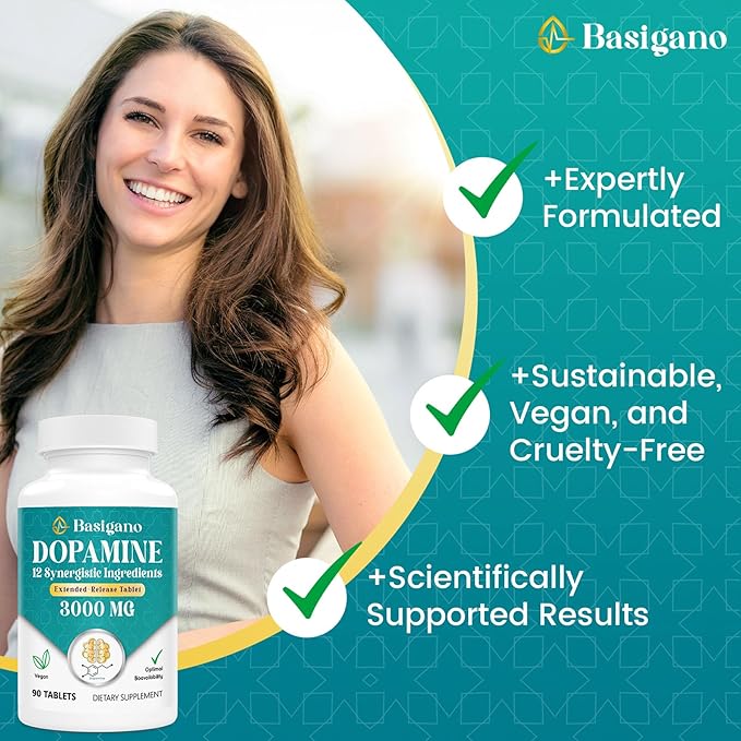 Natural Dopamine Supplement - Gluten-Free - 90 Tablets(Pack of 2)