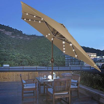 Blissun Rectangular Patio Umbrella, Table Market Umbrella with Tilt and Crank, Outdoor Umbrella for Garden, Deck, Backyard, Pool and Beach