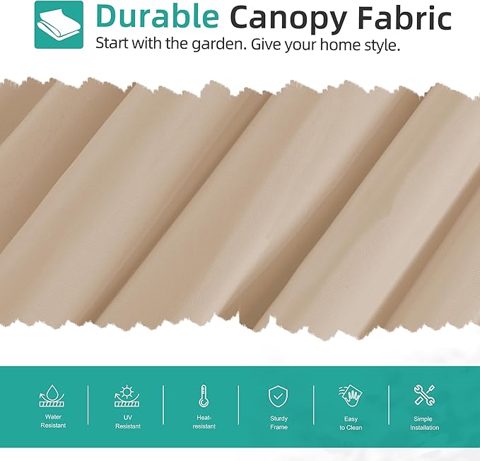 Shintenchi Patio Offset Umbrella with Easy Tilt Adjustment, Crank and Cross Base, Outdoor Cantilever Hanging Umbrella, Sunshade Canopy, Khaki