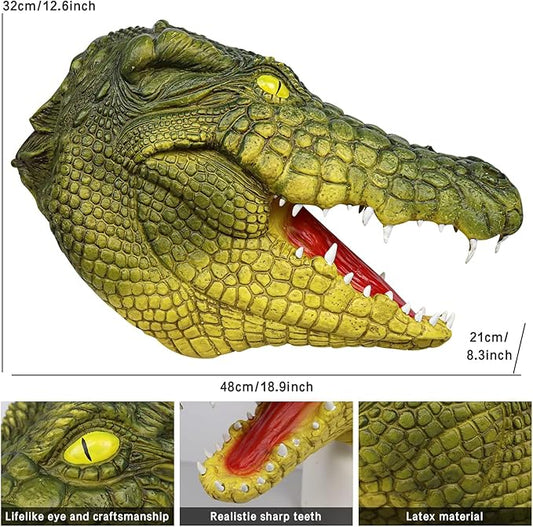 Halloween Alligator Mask Novelty Latex Animal Full Head Mask Party Cosplay Mask Crocodile Costume Props for Adult Carnival Party