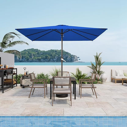 8' x 10' Rectangular Patio Umbrellas for Outdoor, Outdoor Table Umbrella, Large Outdoor Patio Umbrellas with 8 Sturdy Ribs for Market, Garden, Pool (Royal Blue)