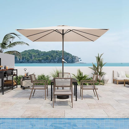 8' x 10' Rectangular Patio Umbrellas for Outdoor, Outdoor Table Umbrella, Large Outdoor Patio Umbrellas with 8 Sturdy Ribs for Market, Garden, Pool (Beige)