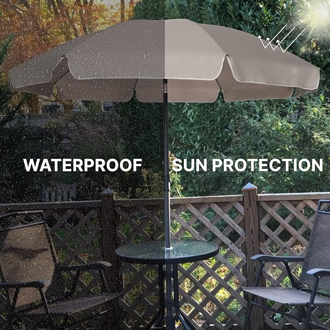 AMMSUN Patio Umbrella, 6.5 ft Outdoor Table Umbrella with Tilt Steel Pole, UPF50+ Protection, Great for Outdoor Garden Backyard, Beige
