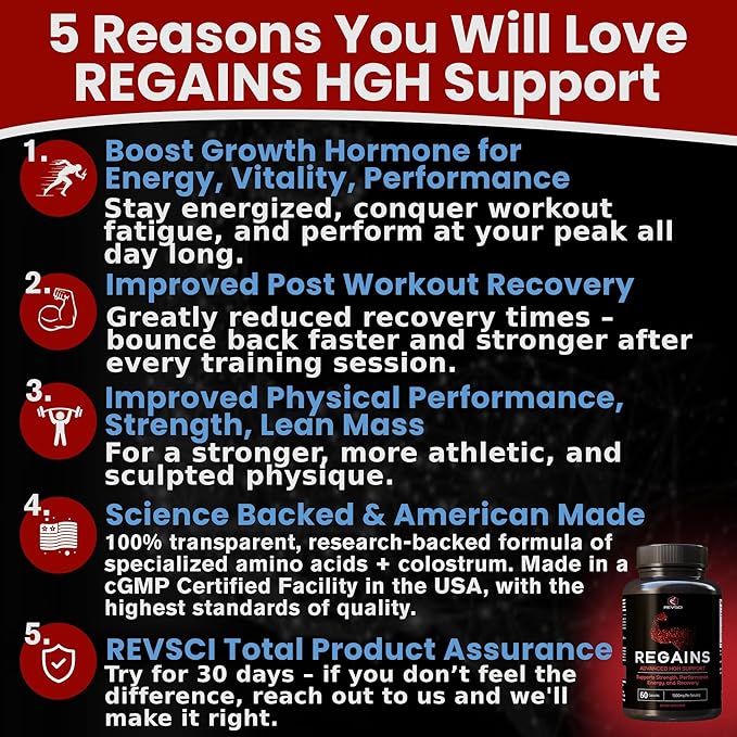 HGH Supplements for Men & Women - Regains Natural Anabolic Muscle Growth Building & Human Growth Hormone for Men, Muscle Builder for Men, Muscle Recovery Post Workout Supplement, 240 Protein Pills