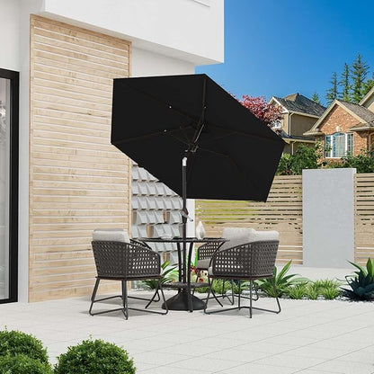 7.5FT Patio Umbrella Table Market Umbrella w/Tilt and Crank Heavy-Duty Round Outdoor Umbrellas for Garden, Deck, Backyard, Pool and Beach, Black