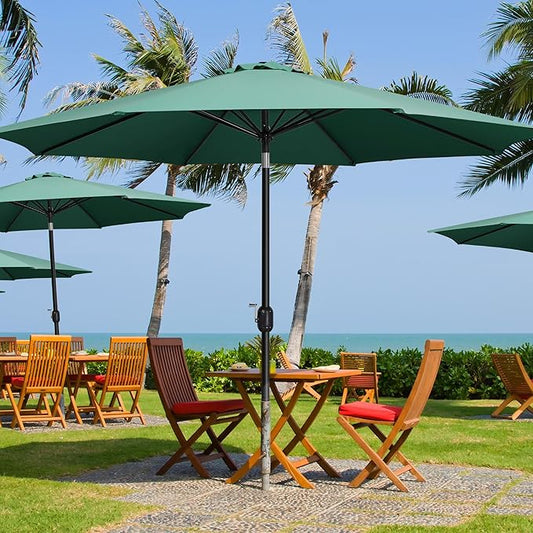 Yaheetech 11FT Patio Umbrella Outdoor Market Table Umbrella with Push Button Tilt & Crank for Garden/Lawn/Deck/Backyard/Pool/Beach, 8 Ribs, Dark Green
