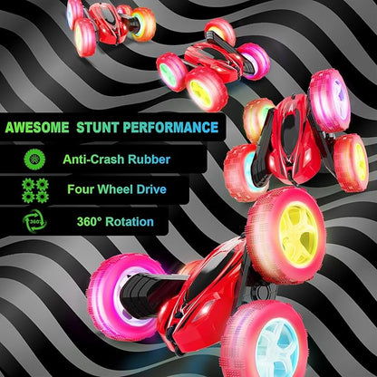 Remote Control Car, RC Cars Toys, 2.4GHz 4WD Fast RC Car Kids Toys Double Sided 360° Rotating Monster Truck Toys for Girls RC Truck Toy Cars for Boys
