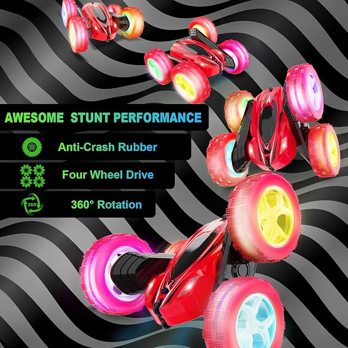 Remote Control Car, RC Cars Toys, 2.4GHz 4WD Fast RC Car Kids Toys Double Sided 360° Rotating Monster Truck Toys for Girls RC Truck Toy Cars for Boys