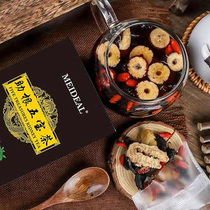 Ginseng Five Treasures Kidney Tea, Organic Herbal KidneyTea for Men and Women, 7 Precious Natural herbal Formula, Chinese Herbal Tea for kidneys (3 Boxes 30 bags)
