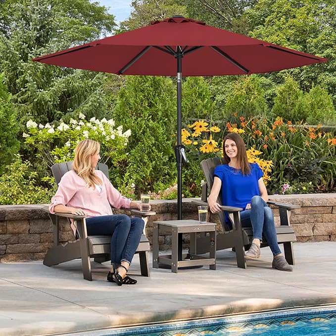 ABCCANOPY 7.5FT OutdoorPatio Umbrella, UV Protection Table Umbrella w/Crank for Easy Set Up, Suitable for Garden, Lawn, Deck & Backyard (Burgundy)