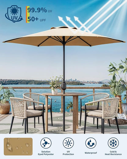 7.5FT Patio Umbrella Outdoor, Market Umbrella, Table Umbrella, 6 Sturdy Ribs UV Protection Waterproof for Garden, Pool, Deck, Backyard (Tan)