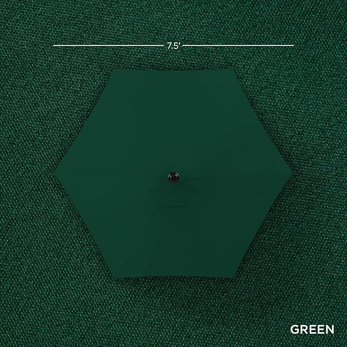 Best Choice Products 7.5ft Heavy-Duty Round Outdoor Market Table Patio Umbrella w/Steel Pole, Push Button Tilt, Easy Crank Lift - Green