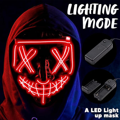 JOYIN Halloween Led Light Up Scary Mask and Gloves for Halloween Cosplay Costume (Red), 3 Modes Glow in The Dark Mask for Adult Women Men Boys Girls Trick or Treat, Party Dress Up Accessories Gifts