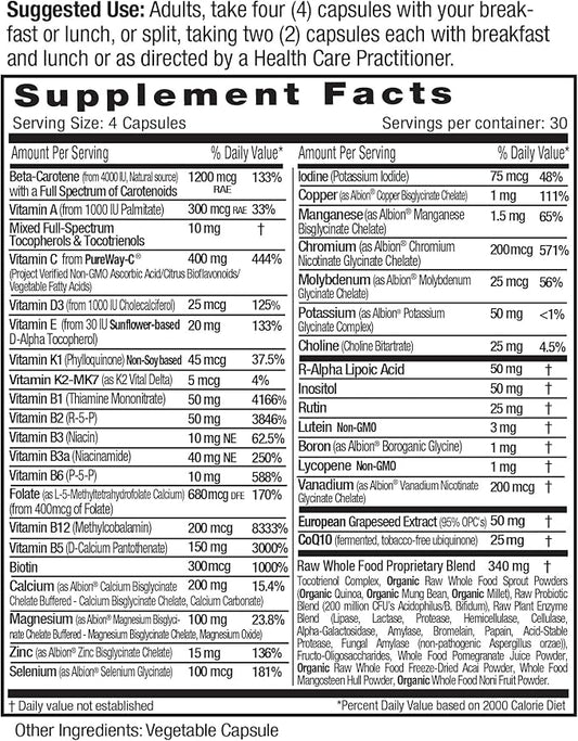 EMERALD LABS Complete Clinical Multi - Multivitamin with Methylated Folate, Vitamin D3, Digestive Enzymes & More for Gut Health, Immune Support & More* - 120 Vegetable Capsules (30-Day Supply)