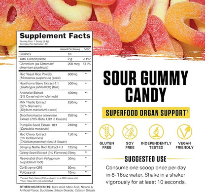 Ambrosia Nektar - Superfood Powder | Complete Health Supplement | Organ Support - Liver, Kidney Health | 30 Servings (Sour Gummy Candy)