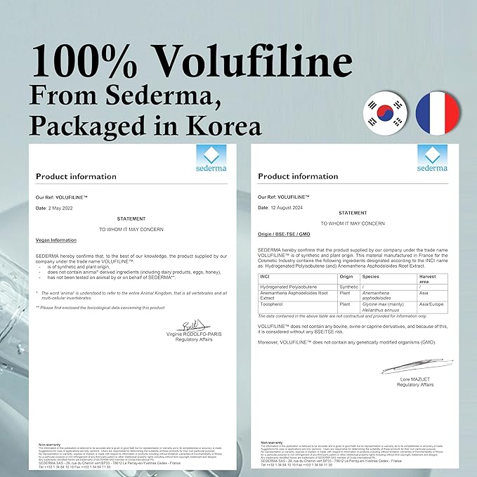 100% Pure Volufiline Concentrate Serum 2ea - Skin Firming Solution & Clinically Proven | Anti-Wrinkle, Enhances Facial Contours, Boosts Collagen for Sagging Mature Skin Korean Skincare
