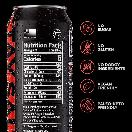 LMNT Sparkling Electrolyte Drink - Watermelon Salt | 12-Count