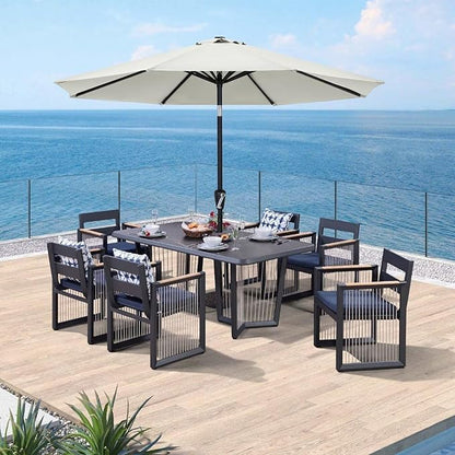 ABCCANOPY 9FT Outdoor Patio Umbrella, 8 Ribs Table Umbrella w/Crank for Easy Set Up, Suitable for Garden, Lawn, Deck & Backyard (Light Beige)