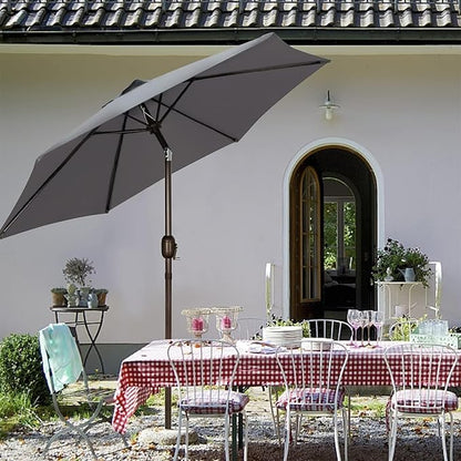 Blissun 7.5 ft Patio Umbrella, Yard Umbrella, Outdoor Market Umbrella with Push Button Tilt Crank, Dark Grey