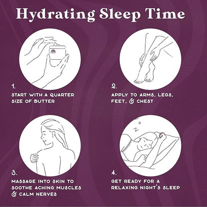 PURPLE CANYON Twilight Deep Sleep Whipped Body Butter 8oz | Lavender Chamomile Night Cream with Magnesium & Melatonin | Hydrating Body Lotion for Skin Care