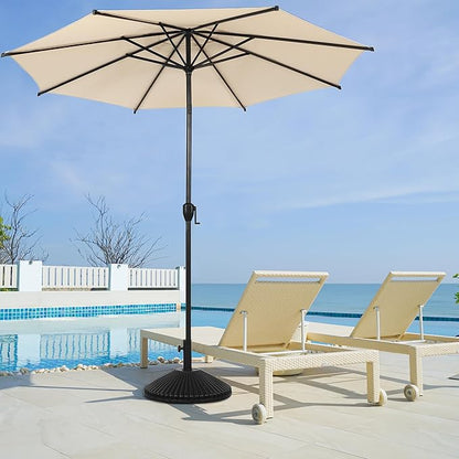 Abba Patio 11FT Lyon Outdoor Patio Umbrella Outdoor Table Umbrella with Push Button Tilt and Crank Market Umbrella 8 Sturdy Ribs UV Protection Waterproof for Garden Deck Backyard Pool Beige