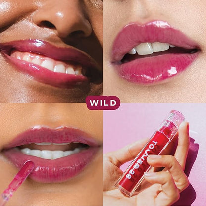 Tower 28 ShineOn Lip Jelly, WILD, Non-Sticky, Hydrating Vegan Lip Gloss in Sheer-ish Raspberry, Moisturizing Apricot and Raspberry Seed Oil, Clean, Cruelty Free