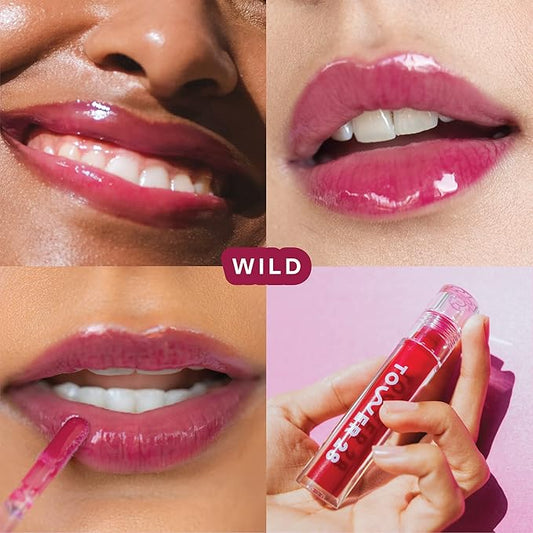 Tower 28 ShineOn Lip Jelly, WILD, Non-Sticky, Hydrating Vegan Lip Gloss in Sheer-ish Raspberry, Moisturizing Apricot and Raspberry Seed Oil, Clean, Cruelty Free