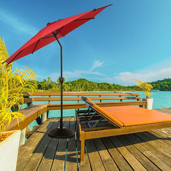 Abba Patio 11FT Lyon Outdoor Patio Umbrella Outdoor Table Umbrella with Push Button Tilt and Crank Market Umbrella 8 Sturdy Ribs UV Protection Waterproof for Garden Deck Backyard Pool Dark Red